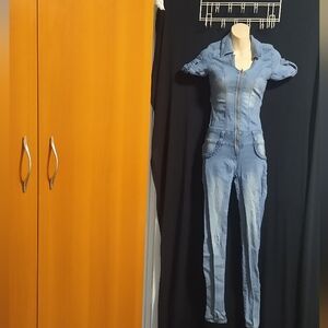 Mitzi Michel Blue Jeans 3 Distressed Jump Suit